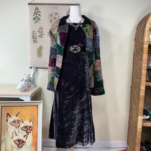 Purple Crushed Velvet Midi Dress Whimsigoth Romantic Goth Witchy Vampire Sexy M